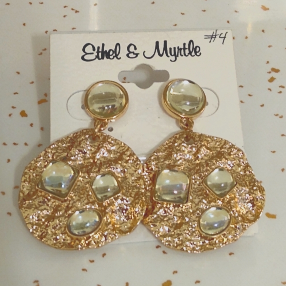 Ethel & Myrtle Gold Textured Drop Earrings